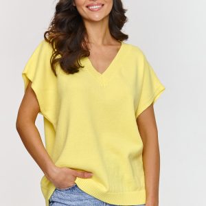 mouwloze trui model 209732 Makadamia