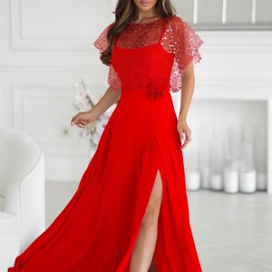 Lange jurk model 219688 Bicotone