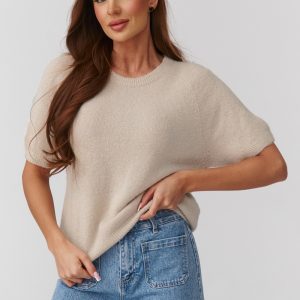 Trui met korte mouwen model 224081 Makadamia